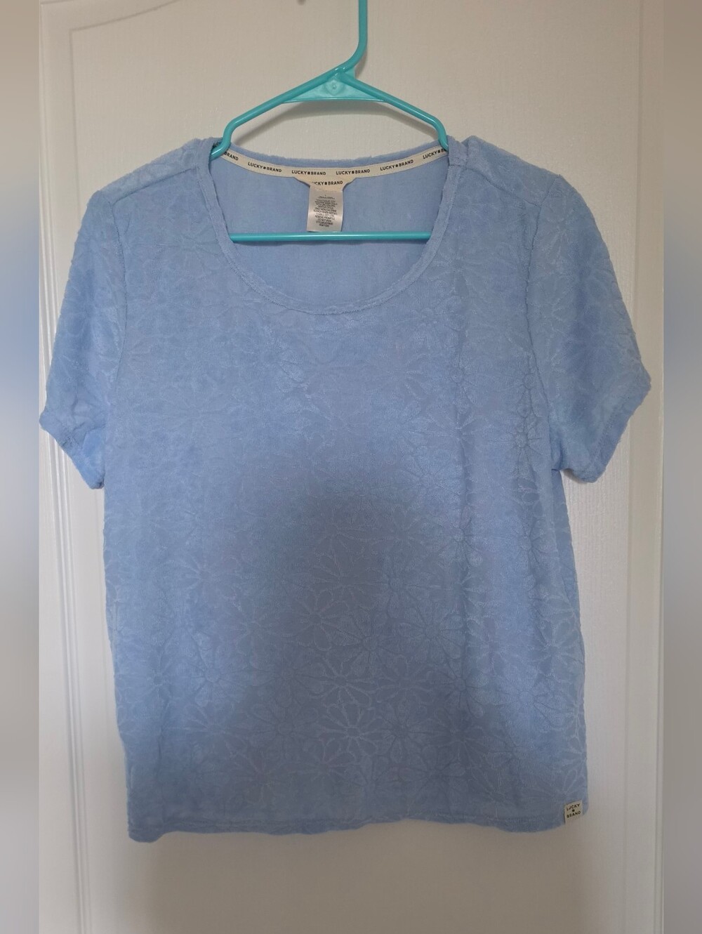 Lucky Brand Women's Light Blue Short Sleeve Tee/sleep Shirt